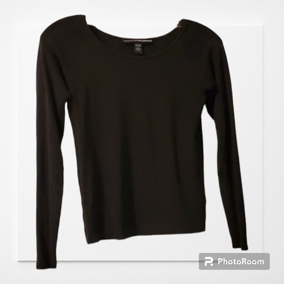 Linda Allard Ellen Tracy top women’s size petite p black long sleeve - Picture 1 of 7